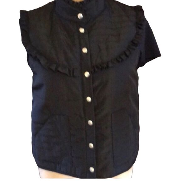 New Directions XL Quilted/Ruffled Black Vest NWT - Picture 1 of 8